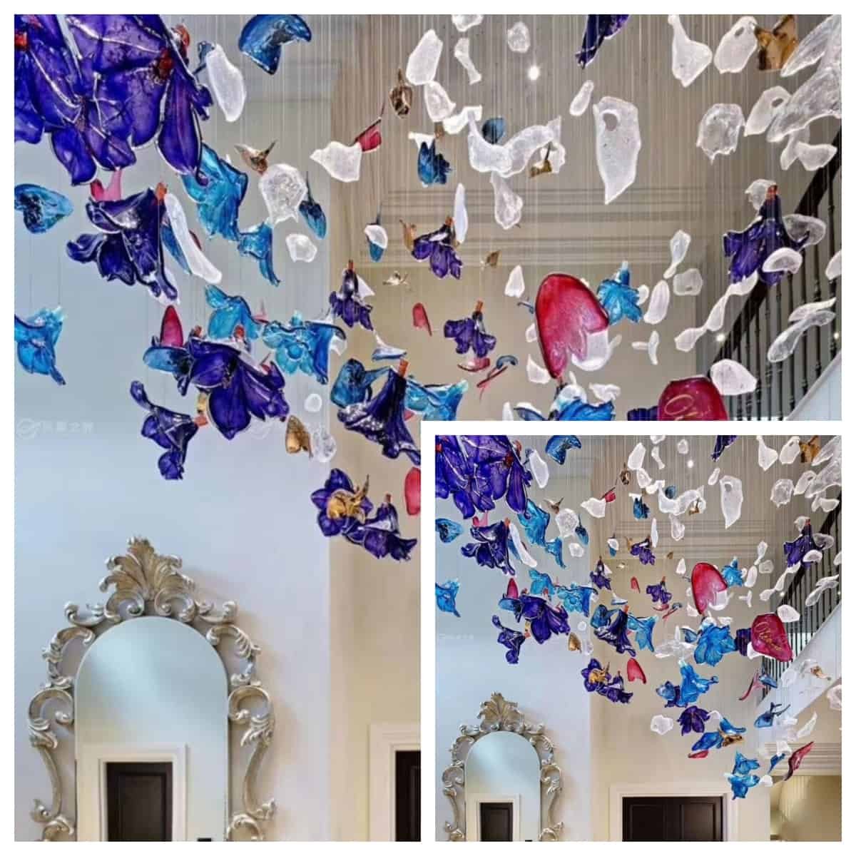 DIY Glass Chandelier Projects: Light Up Your Home with Creativity! 14 Colorful glass light fixture example