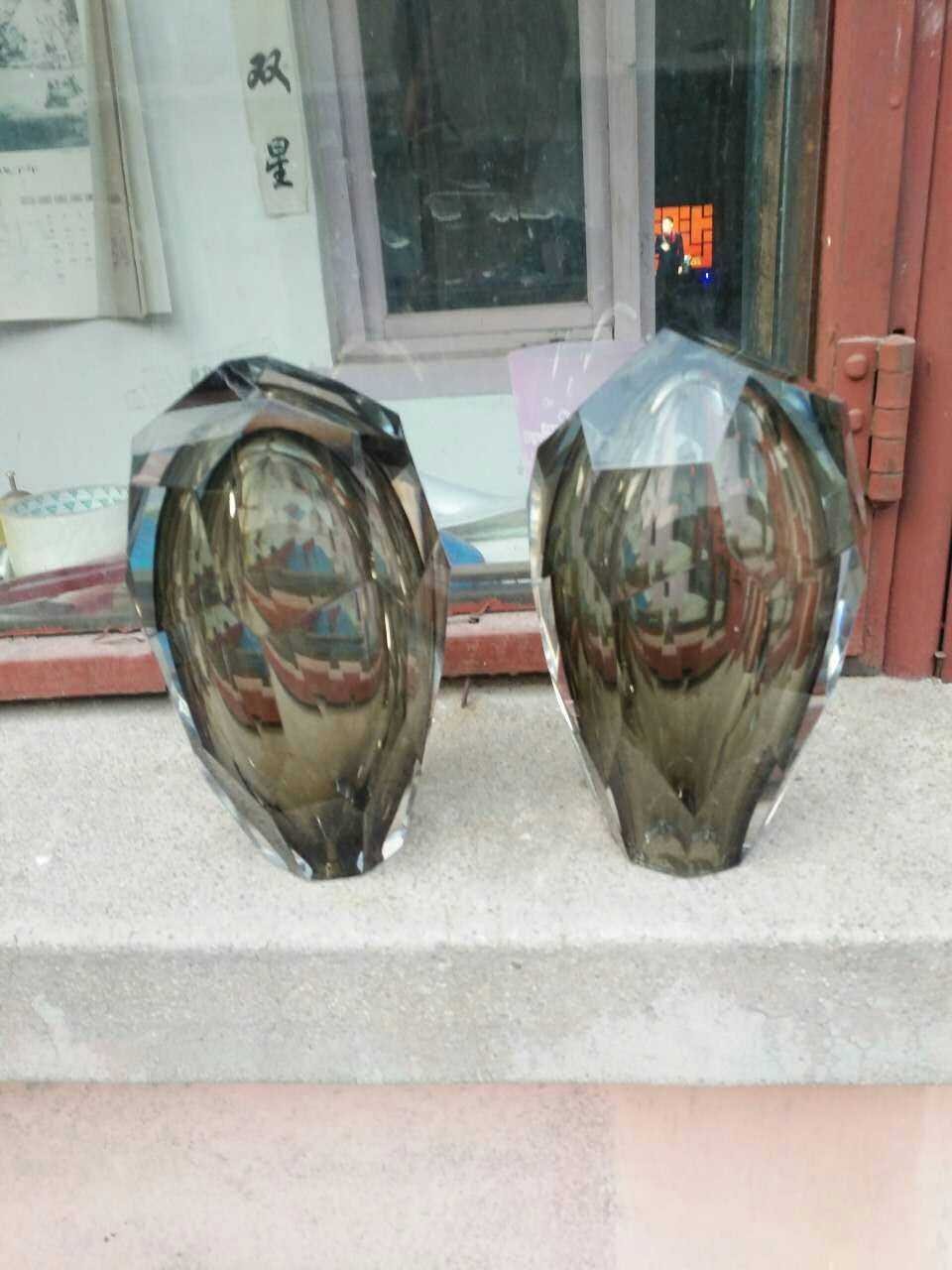 Smoky Quartz Faceted Glass Lamp Shades | Modern Gem